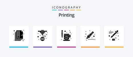 Printing Glyph 5 Icon Pack Including color. highlighter. printing. drawing. mug. Creative Icons Design vector