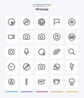 paquete de iconos de contorno creativo whatsapp 25 como básico. cámara. auricular. ui básico vector