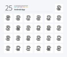 Android App 25 Line icon pack including smartphone. phone. mobile app. app. android vector