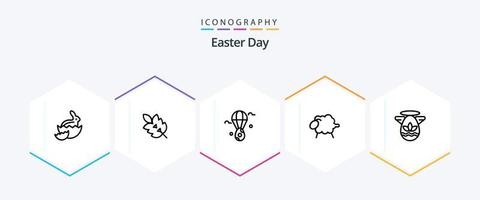 Easter 25 Line icon pack including angle. wool. spring. sheep. easter vector