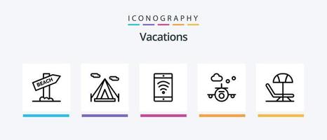 Vacations Line 5 Icon Pack Including beverage. beach. sign. location. beach house. Creative Icons Design vector