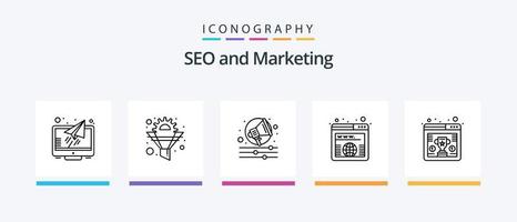 paquete de iconos seo line 5 que incluye lector. mensaje. DIRECCIÓN. gritar. alerta. diseño de iconos creativos vector