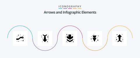 paquete de iconos de glifo de flecha 5 que incluye . flecha. dirección. flechas vector