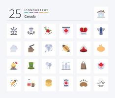 paquete de iconos de 25 colores planos de canadá que incluye royal. corona. cereza. firmar. hoja vector