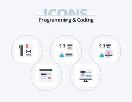 programación y codificación flat icon pack 5 diseño de iconos. desarrollar. aplicación desarrollar. html desarrollar vector