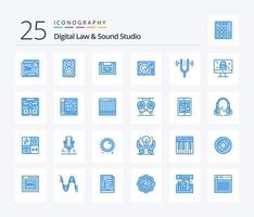 Digital Law And Sound Studio 25 Blue Color icon pack including phonograph. deck. monitor. deck. cassette vector