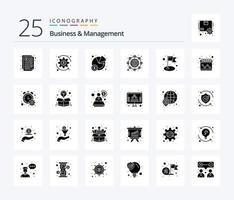 Business And Management 25 Solid Glyph icon pack including advertising. flag. pie. achievement. marketing vector