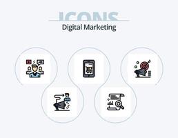 línea de marketing digital paquete de iconos llenos 5 diseño de iconos. posición. otorgar. computadora portátil. web. cadena vector