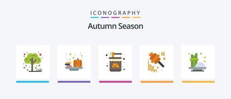 Autumn Flat 5 Icon Pack Including jar. honey. bee. fall. sweet. Creative Icons Design vector