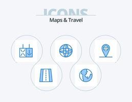 Mapas y diseño de iconos del paquete de iconos azules de viaje 5. . flecha. vector