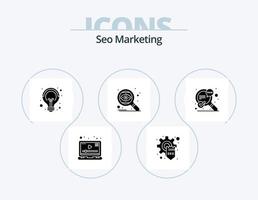 seo marketing glyph icon pack 5 diseño de iconos. SEO ojo. campañas apuntando buscar vector