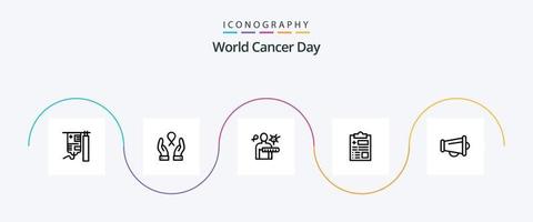 paquete de iconos de la línea 5 del día mundial del cáncer que incluye etapas. enfermedad. cáncer de mama. virus. cáncer vector