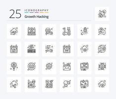 Hacking 25 Line icon pack including network. internet. secure. error. private vector