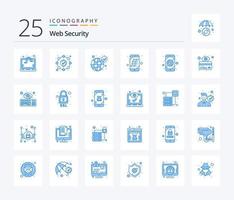 paquete de iconos de color azul de seguridad web 25 que incluye autenticación. buscar. proteccion. móvil. binario vector