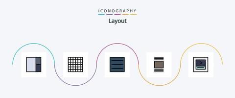 Layout Line Filled Flat 5 Icon Pack Including . p. vector