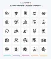 Creative Business Elements And Symbols Metaphors 25 OutLine icon pack  Such As team. man. prize. dollar. paper vector