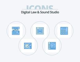 Digital Law And Sound Studio Blue Icon Pack 5 Icon Design. tecnology. free access. computer. sound. device vector