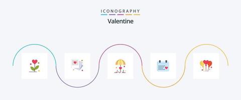 paquete de iconos de san valentín plano 5 que incluye paraguas. amar. galería día. enamorado vector