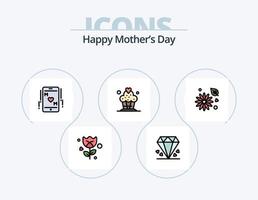Happy Mothers Day Line Filled Icon Pack 5 Icon Design. love . balloons . day vector