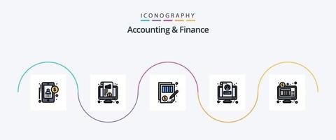 Accounting And Finance Line Filled Flat 5 Icon Pack Including screen. lcd. money. account. justice vector