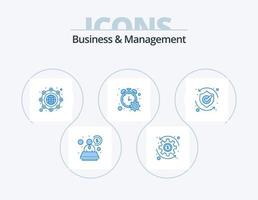 Business And Management Blue Icon Pack 5 Icon Design. shield. safety. marketing. protect. progress percent vector