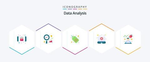 Data Analysis 25 Flat icon pack including avatar. report. label. monitoring. business vector