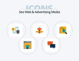 seo web y medios publicitarios paquete de iconos planos 5 diseño de iconos. espacio. conexión. surgir. dólar conectar vector