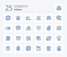 contaminación 25 paquete de iconos de color azul que incluye máscara. desperdiciar. gas. contaminación. agua vector