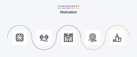 paquete de iconos de la línea de motivación 5 que incluye el logro. posición. control. calidad. certificado vector