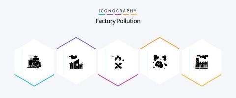 Factory Pollution 25 Glyph icon pack including . production. smoke. pollution. pollution vector