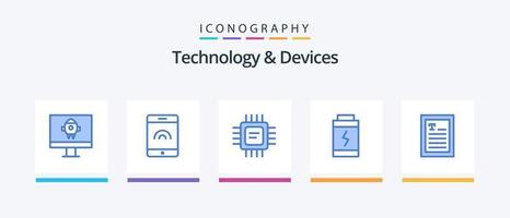 Devices Blue 5 Icon Pack Including . processor. reader. ebook. Creative Icons Design vector