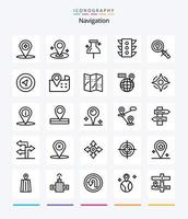 Creative Navigation 25 OutLine icon pack  Such As search. map. navigation. rule. signal vector