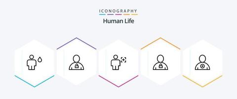 paquete de iconos humanos de 25 líneas, incluido humano. avatar. candado. reconocimiento. humano vector