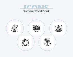 paquete de iconos de línea de bebida de comida de verano 5 diseño de iconos. alimento. botella. alimento. agua. alimento vector
