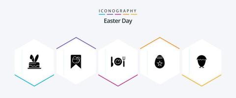 Easter 25 Glyph icon pack including food. easter. egg. bird. easter vector