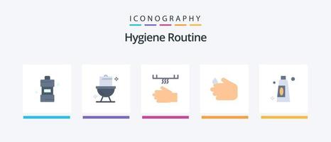 Hygiene Routine Flat 5 Icon Pack Including cream. soap. bath. hand. hand. Creative Icons Design vector