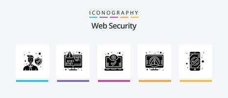 Web Security Glyph 5 Icon Pack Including pc. computer. encryption. views. screen. Creative Icons Design vector