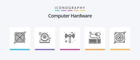 Computer Hardware Line 5 Icon Pack Including supply. hardware. ipad. hardware. disk. Creative Icons Design vector