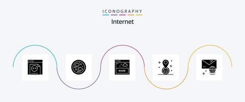 Internet Glyph 5 Icon Pack Including internet. account. share. pin. gps vector