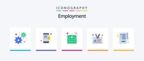 paquete de iconos de 5 planos de empleo que incluye. pago. tareas. Lista de Verificación. diseño de iconos creativos vector