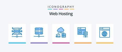 Web Hosting Blue 5 Icon Pack Including . server. server. Creative Icons Design vector