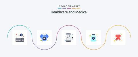 paquete de iconos de 5 planos médicos que incluye ayudas. botella de jarabe. salud. jarabe. en línea vector