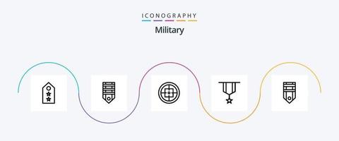 paquete de iconos de línea militar 5 que incluye insignias. insignia. rayas. objetivo. militar vector