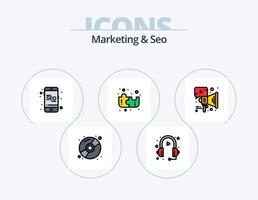 marketing y seo line pack de iconos llenos 5 diseño de iconos. seguridad. contraseña. SEO red. clasificar vector