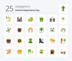 Ireland Independence Day 25 Flat Color icon pack including beer. hat. cross. green. clover vector