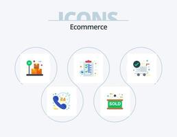 Ecommerce Flat Icon Pack 5 Icon Design. ok. watch. box. page. clock vector