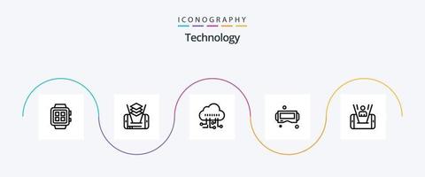 Technology Line 5 Icon Pack Including man. mobile. data. smart. glasses vector