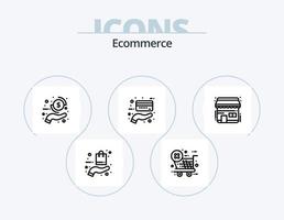 paquete de iconos de línea de comercio electrónico 5 diseño de iconos. mano. bolsa. ordenador personal. almacenar. alfiler vector