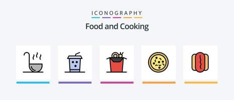 Food Line Filled 5 Icon Pack Including drink. street food. donuts. fried. dog. Creative Icons Design vector