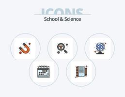 paquete de iconos llenos de línea de ciencia y escuela 5 diseño de iconos. conocimiento. investigación. atracción. Tubos de ensayo. matraz vector